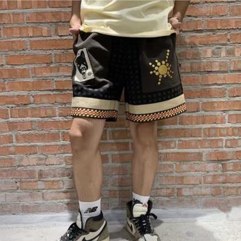 Travis Scott狼族貼布織帶高街潮牌小眾個性休閑運動抽繩短褲男褲