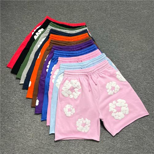 DENIM TEARS主線木棉花發泡印花短褲美式高街寬松毛圈磨邊短褲男