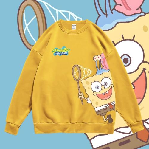 歐美卡通動畫海綿寶寶可愛周邊印花衛衣圓領套頭寬松春秋男女長袖