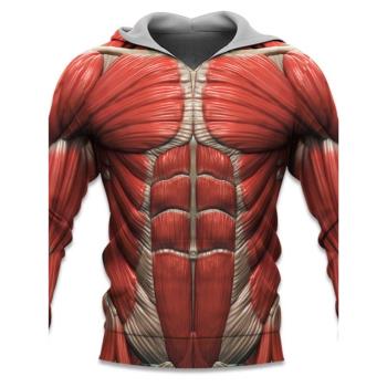3D Muscle Print Pullover Hoodie 3D強壯肌肉印花套頭連帽衛衣
