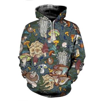 3D mushroom print pullover hoodie 3D蘑菇印花長袖套頭連帽衛衣