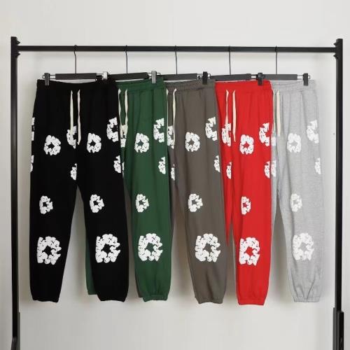 Kayne侃爺同款Denim tears美式高街木棉花發泡印花束腳休閑衛褲潮
