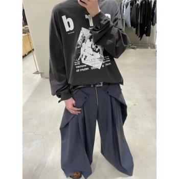 ERD憂鬱的富二代相片印花衛衣男圓領美式高街寬松cleanfi長袖上衣