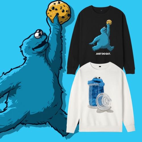 aj扣籃甜餅怪卡通聯名飛人印花情侶套頭圓領衛衣秋男女bf青春流行