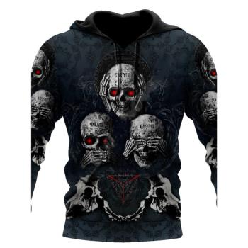 3D Skull Print Pullover Hoodie 3d骷髏頭印花套頭連帽衛衣