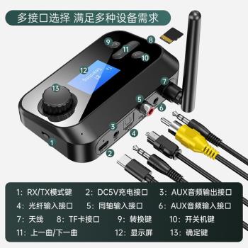 帶顯示屏藍牙音頻發射接收器藍芽5.0接收器二合一藍牙音響適配器