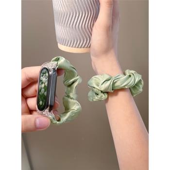 小米手環9/8表帶7/6/5/4/3腕帶nfc七八代透氣發圈手錶帶夏季女生