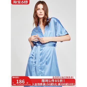 好奇小姐冰絲睡衣女夏季睡袍浴袍新娘伴娘晨袍可外穿家居服女浴衣