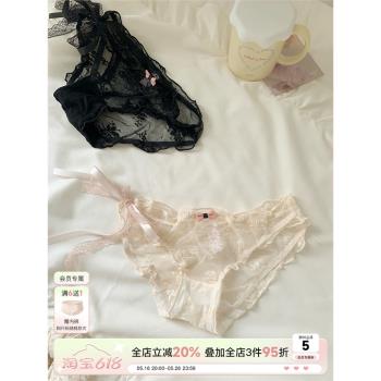 森日和葉性感半透蕾絲女士三角褲純欲撩人綁帶新款內褲女夏季薄款