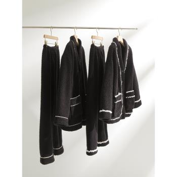 美騰珊瑚絨情侶睡衣女秋冬季加厚加絨羊羔絨家居服冬寬松男士套裝
