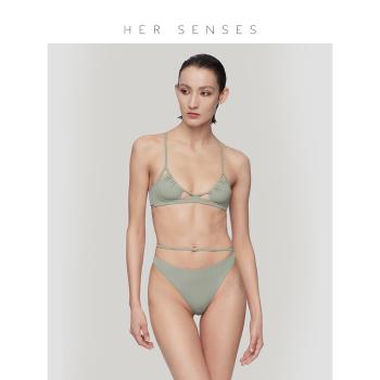 HER SENSES/何識律動系列細條紋小眾設計中腰三角褲棉檔內褲女