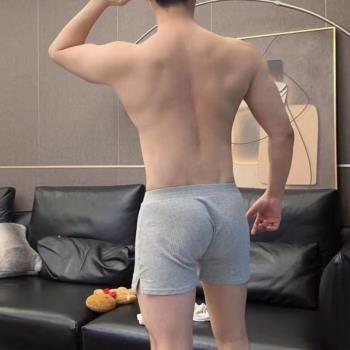 男生居家宿舍夏季阿羅褲棉質透氣舒適運動短褲純色豎紋大碼內褲潮