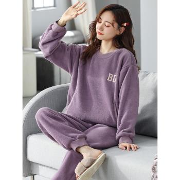 加厚女法蘭絨冬款家居服睡衣