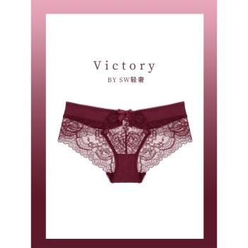 維多利亞多培爾本命年歐美性感蕾絲內褲女網紗紅色透氣提臀三角褲
