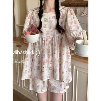 ins花園純棉娃娃衫家居服女睡衣