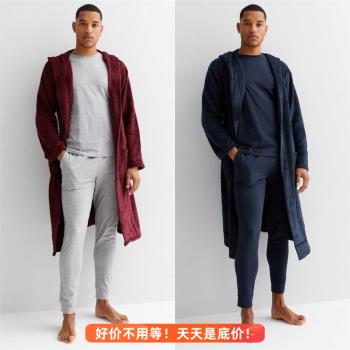 男美單中長款系帶珊瑚絨外貿睡袍