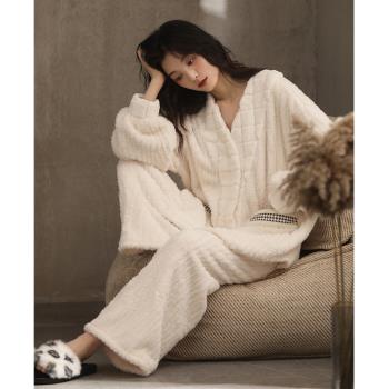 珊瑚絨睡衣冬季女款2024年新款家居服女士秋冬天高階感可外穿套裝