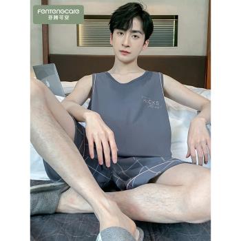 浪莎男士純棉背心爸爸家居服睡衣