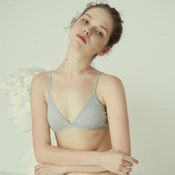 蜜二家 高彈螺紋V型無鋼圈舒適棉質軟杯內衣超薄交叉美背bralette