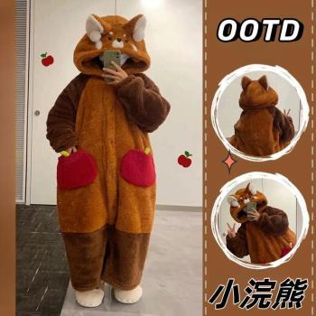 熊貓可愛加厚情侶珊瑚絨男女睡衣