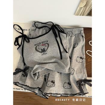 女可愛睡衣夏季大碼家居服吊帶