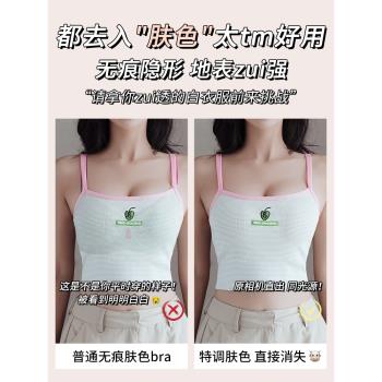 膚色隱形內衣細肩帶後背無痕小胸聚攏文胸夏季肉色薄款上託無鋼圈