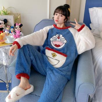 女秋冬季保暖法蘭絨大碼休閑睡衣