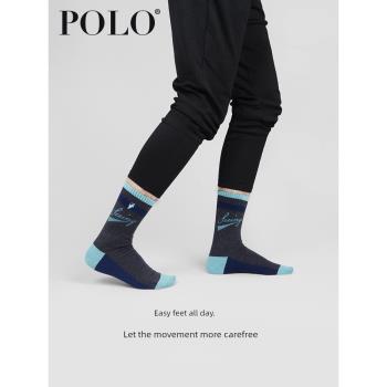 Polo中厚運動跑步四季長筒男襪子