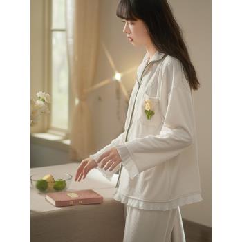思莉太太海島絨睡衣冬季女款白色法式高階感珊瑚絨薄款秋冬款套裝