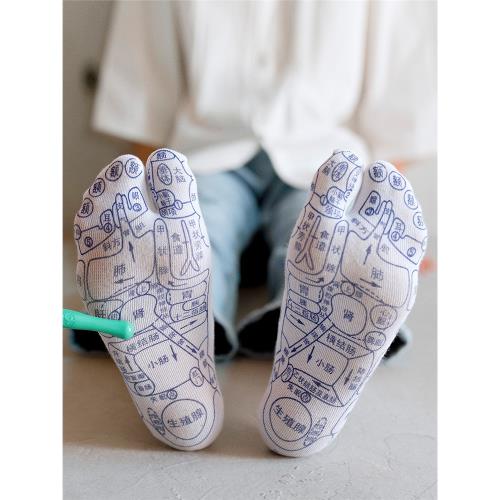 足底按摩襪子男女純棉網紅款穴位圖足療圖解襪保健襪經絡圖養生襪