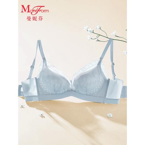 曼妮芬透氣洞洞杯無鋼圈薄杯文胸 女士無痕內衣蕾絲胸罩