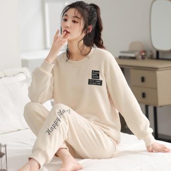 女甜美可愛法蘭絨大碼寬松睡衣