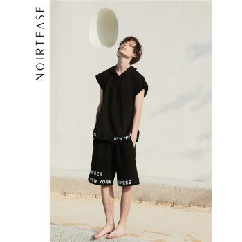 NoirTease奈黎詩男士連帽坎肩純棉家居服套裝透氣睡衣兩件套男夏