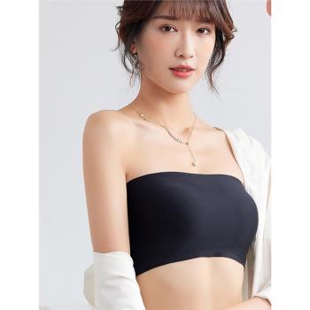 夏冰絲聚攏薄款無肩帶內衣抹胸