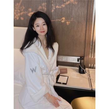 W酒店男士睡袍長款男女情侶睡袍 五星級酒店超細纖維浴袍女春秋