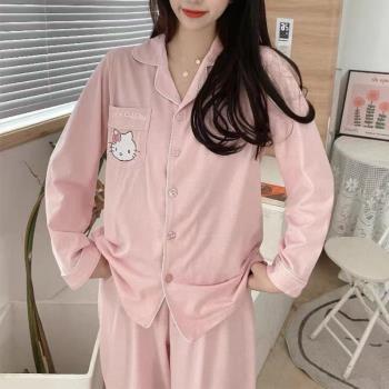 日系卡通hellokitty睡衣女春秋長袖學生少女可外穿可愛家居服套裝