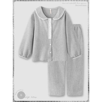 法式甜美睡衣女秋冬季純棉長袖學生公主風簡約家居服兩件套可外穿