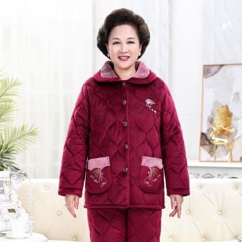 加厚媽媽款冬季珊瑚絨中老年睡衣