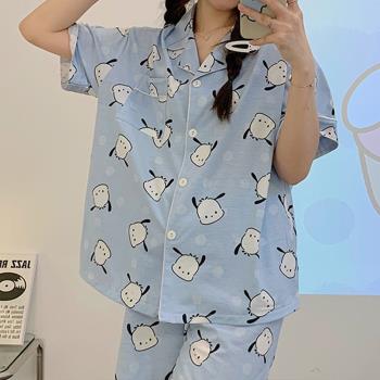 日系卡通帕恰狗睡衣女夏天薄款短袖甜美可愛學生可外穿家居服套裝