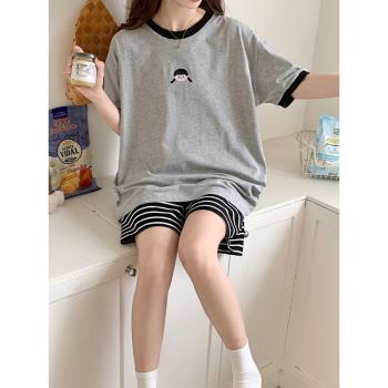 網紅高級灰學生卡通少女短褲睡衣