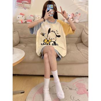 春秋季女純棉可愛卡通短褲睡衣