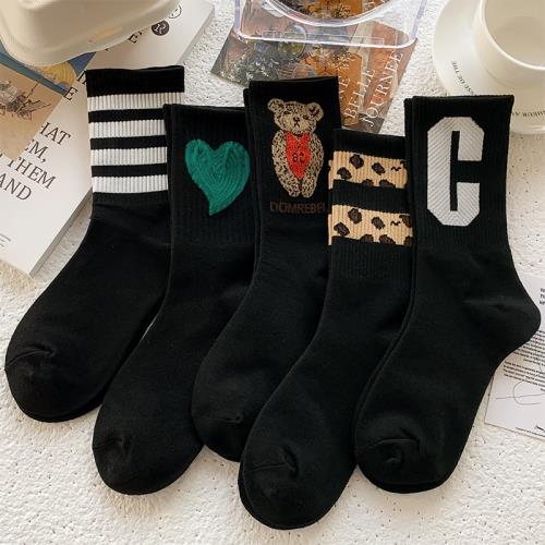 黑色襪子女中筒襪秋冬季加厚棉襪ins潮韓版日系百搭學生運動長襪