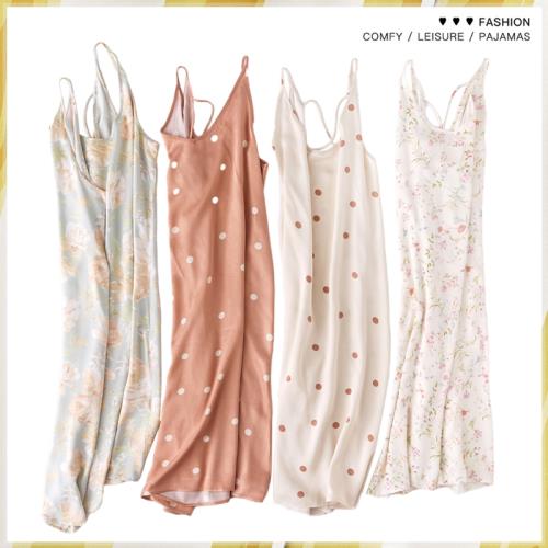 吊帶睡裙女甜美印花可愛夏季薄款少女睡衣純棉修身交叉背家居服潮