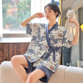 和服睡衣女夏季純棉短袖兩件套裝薄款可外穿2025年新款夏天家居服