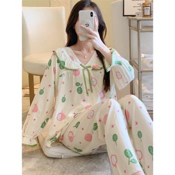女春秋季空調家居服套頭學生棉綢