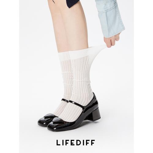 夏季輕薄襪子女瑪麗珍襪配小皮鞋堆堆襪長襪薄款白色中筒襪春秋款