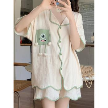 2023年新款睡衣女士夏季薄款純棉短袖網紅風夏天大眼仔家居服套裝