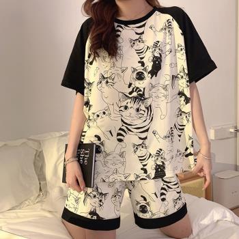 動漫貓咪純棉學生女家居服卡通