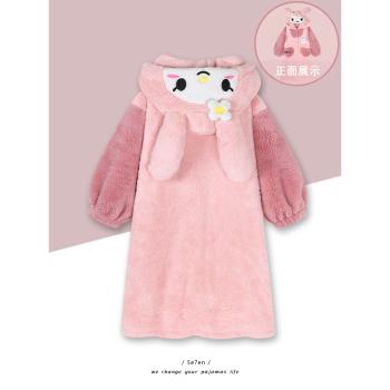 美樂蒂女加厚冬款法蘭絨卡通睡衣