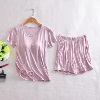 莫代爾女文胸罩杯一體瑜伽服睡衣